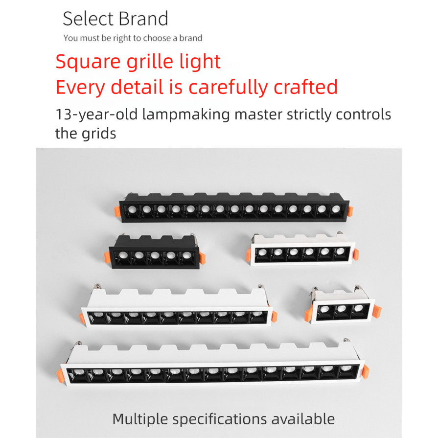 LED Linear Spotlight Square Grille Light Living Room Mall Recessed ...