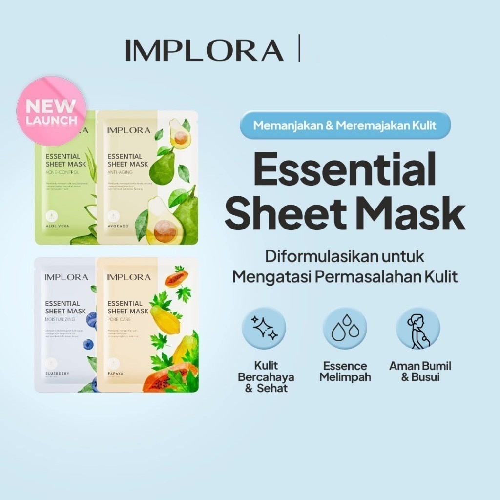 Implora Essential Sheet Mask 25g / Merah Jingga Official - Gambar 2