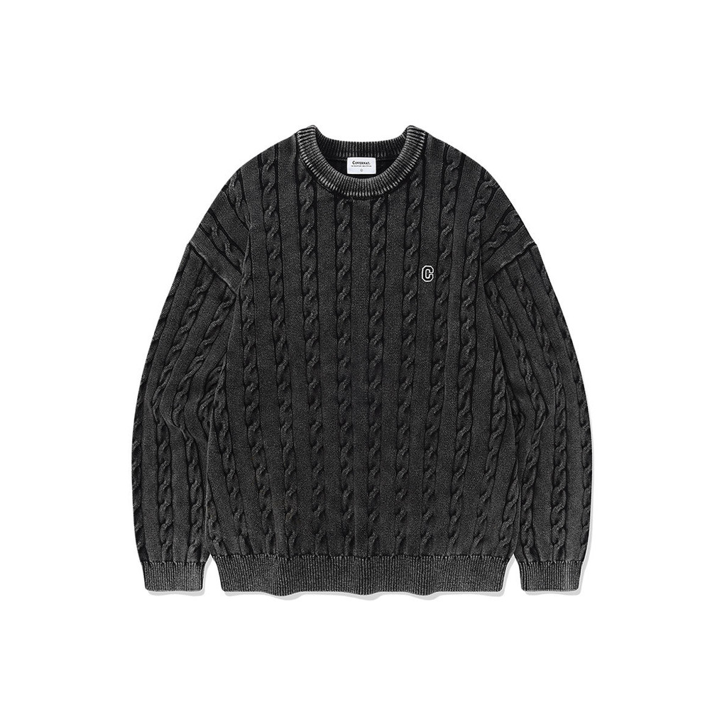 スウェット・トレーナー COVERNAT C Logo Cable Stonewashed Crewneck Knit Deep Red COVERNAT] C LOGO CABLE STONE WASHING CREWNECK KNIT | Shopee