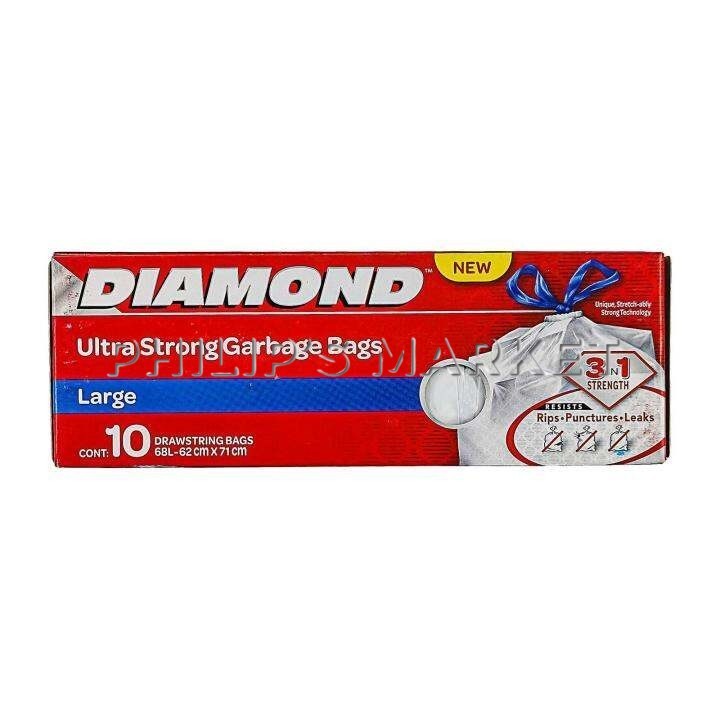 Diamond Ultra Strong Drawstring Large Garbage Bag 10pcs | Shopee Singapore