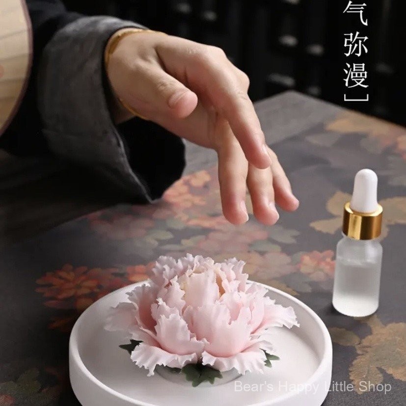 Ceramic Hand-Pinched Peony Porcelain Flower Ornament Diffuser Office ...