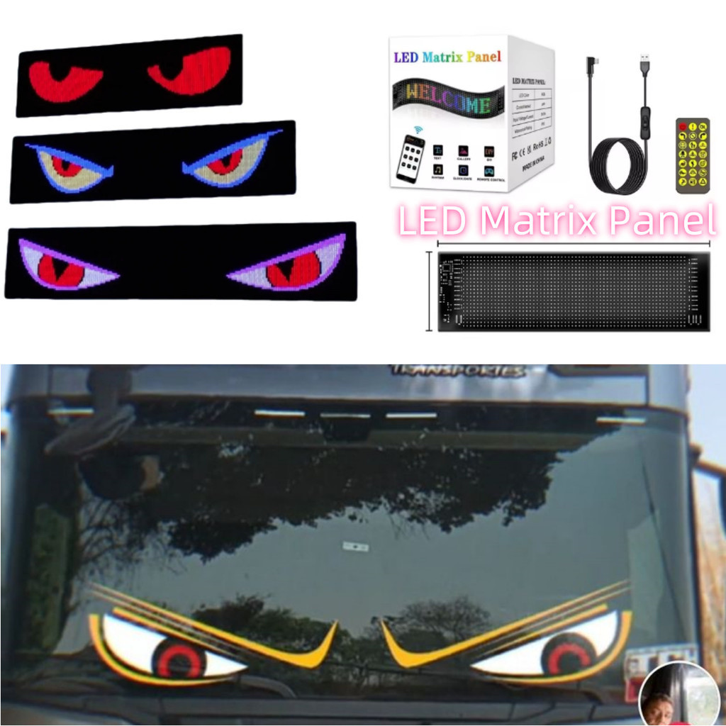 USB Car LED Matrix Pixel Panel With App Control 5V Flexible Scrolling ...