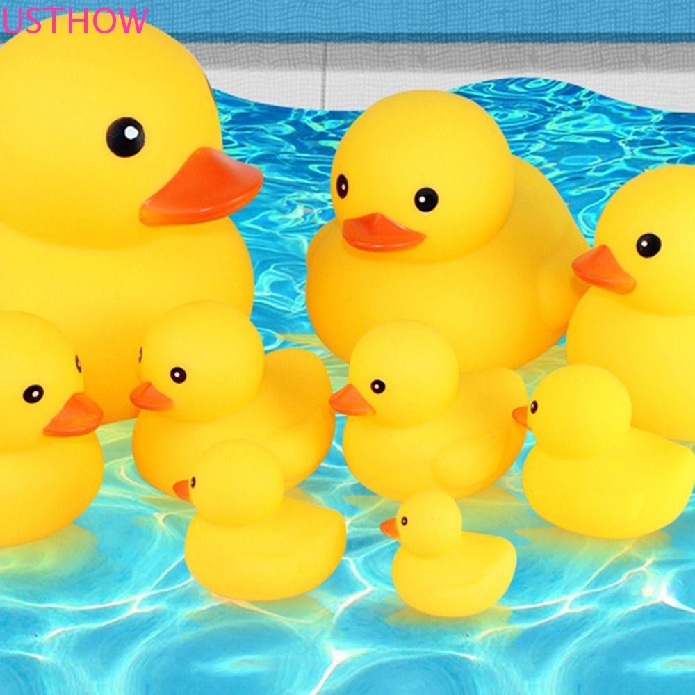 USTHOW Duck with Squeeze Sound Bath Toy, Yellow Duck with Squeeze Sound ...