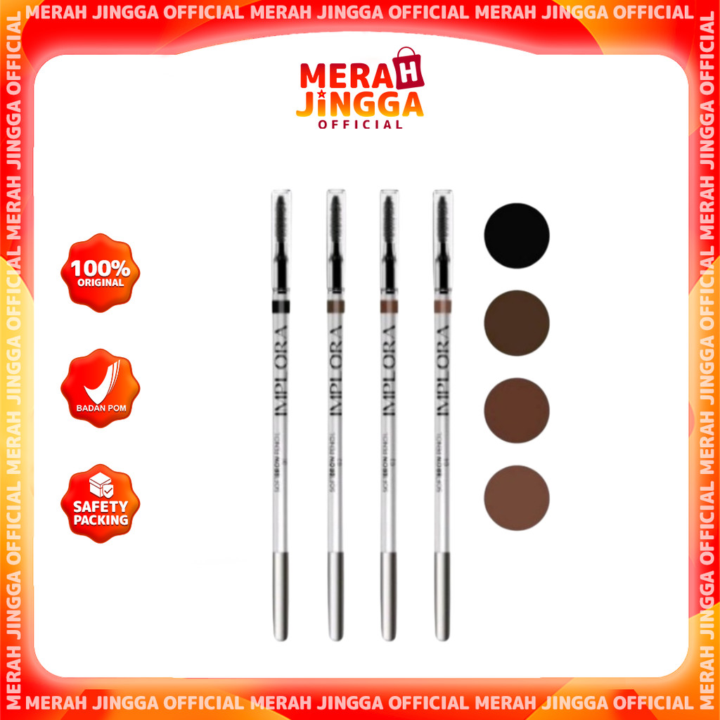 IMPLORA Soft Brow Pencil - Pensil Alis / Merah Jingga Official
