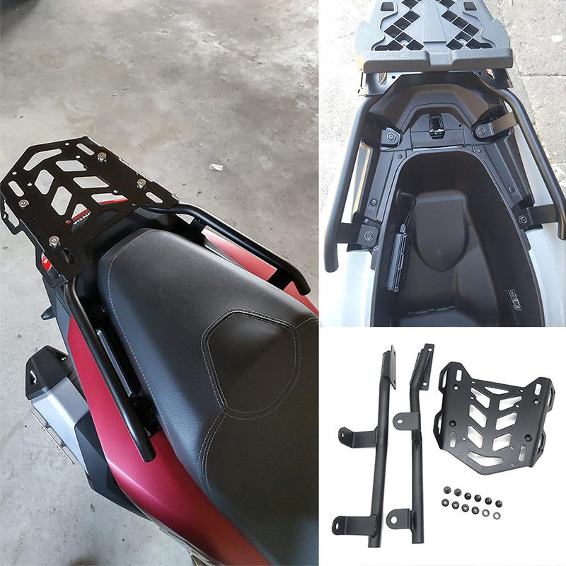 Universal Motorcycle Luggage Rack - Silver/Black Rear Carrier For XL883/1200 X48 Harley Models