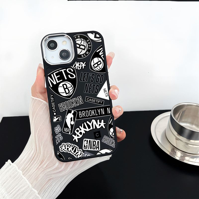 iPhone Electroplating Case NBA Nets Team Icon 16promax 15pro 12 13 14 ...