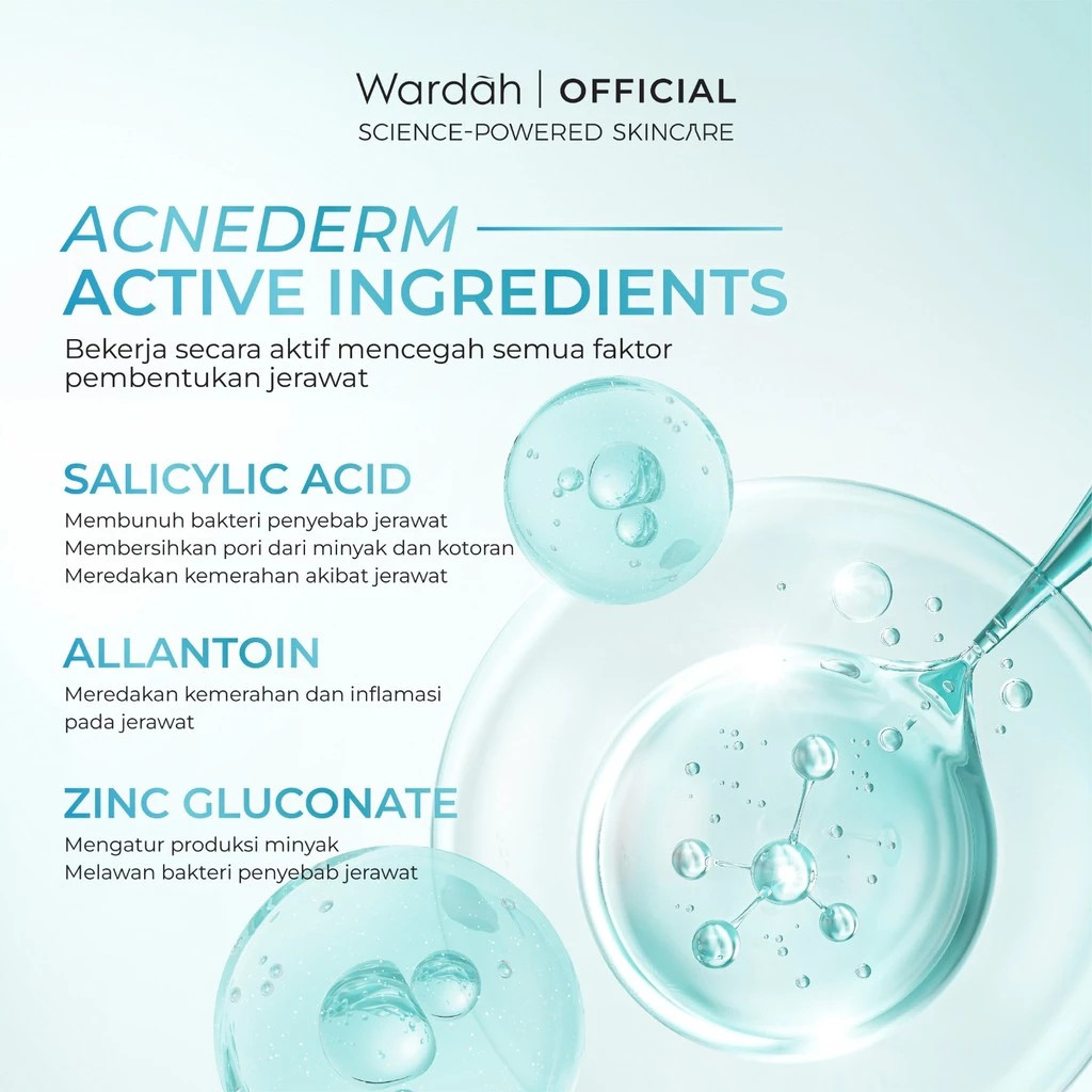 Wardah Acnederm Salicylic Acid Zinc Acne Clearing Low pH Foaming Cleanser-50ml/Merah Jingga Official - Gambar 3
