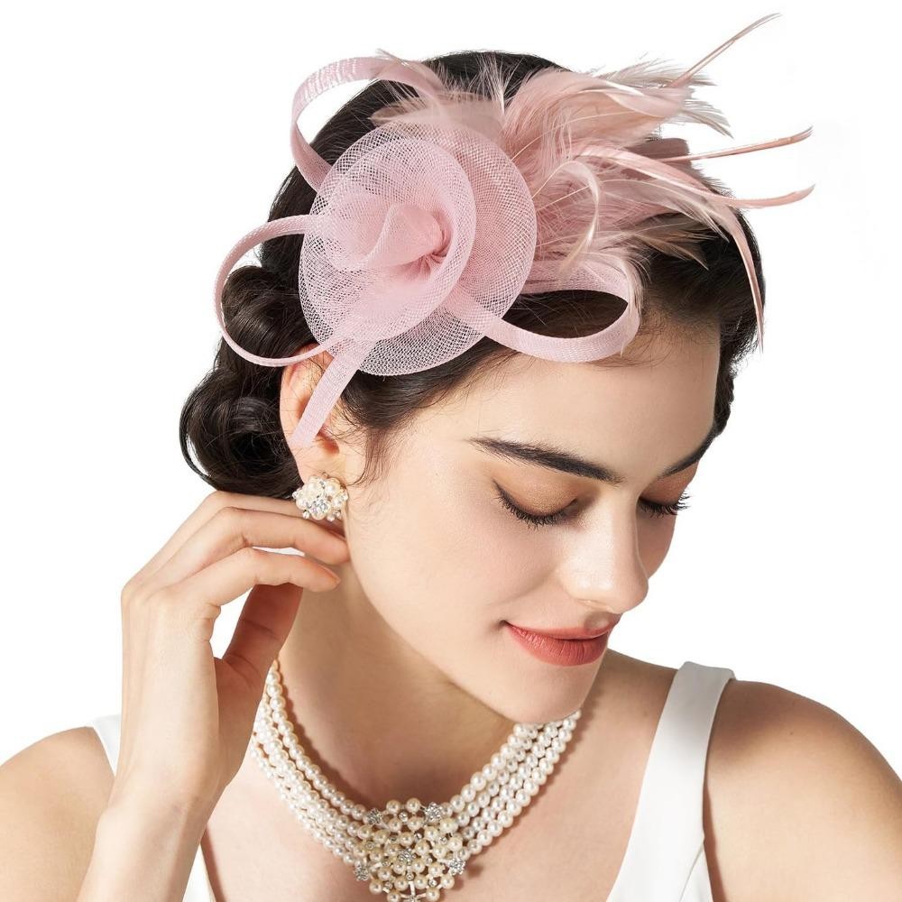 FORBETTER Feathers Mesh Headband, Luxury Exquisite Small Top Hat Headband,  Sweet Retro Stage Performance Headpiece Formal Dress Wedding Handband  Birthday | Shopee Singapore