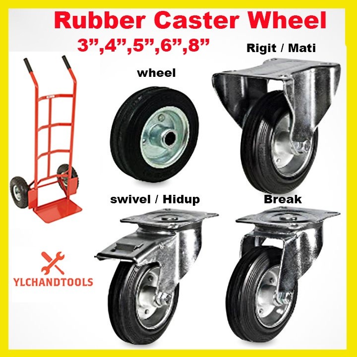 H/D SWIVEL/RIGID/BRAKE CASTOR WHEEL /CASTER ROLLER RODA TROLLE (3'',4 ...