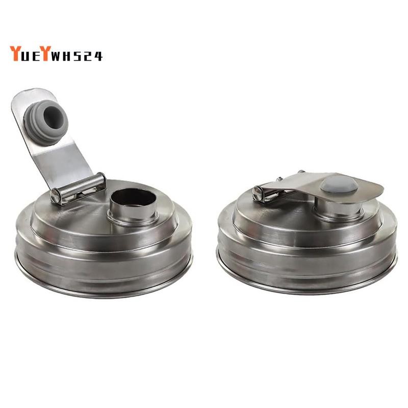 Stainless Steel Mason Jar Pour Spout Lids - 2 Pack Wide Mouth Leak-Proof Lids With Handles