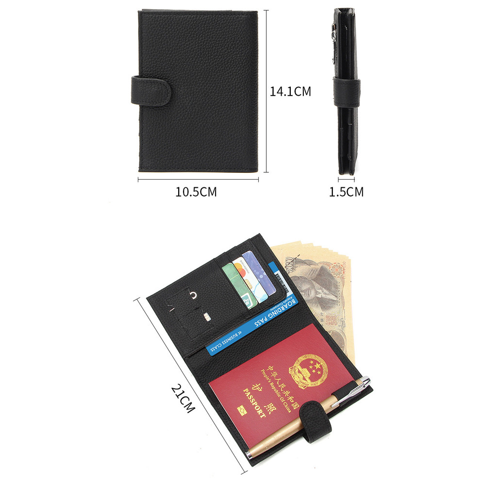 Leather Passport Wrapper Unisex Ultra-Thin RFID Multifunctional Wallet ...