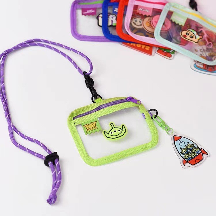 Transparent Card Holder Card Case With Lanyard Anti-Loss EZ-Link Card Sleeve  Waterproof PVC ID Badge Holder Card Protector Gift for Kids & Adults Kirby  Toy Story Shin Chan Anpanman Mario Neck Hanging