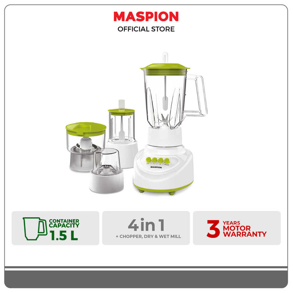 Maspion Pelumat Blender with Wet + Dry Miller & Chopper 1.5 Liter MT-1524 PL - Gambar 2