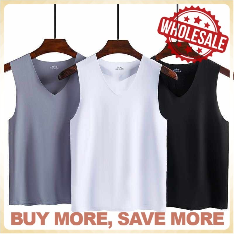 Singlet Sutera Sejuk Lelaki Men Vneck Inner Tank Shirt Seamless Cooling ...