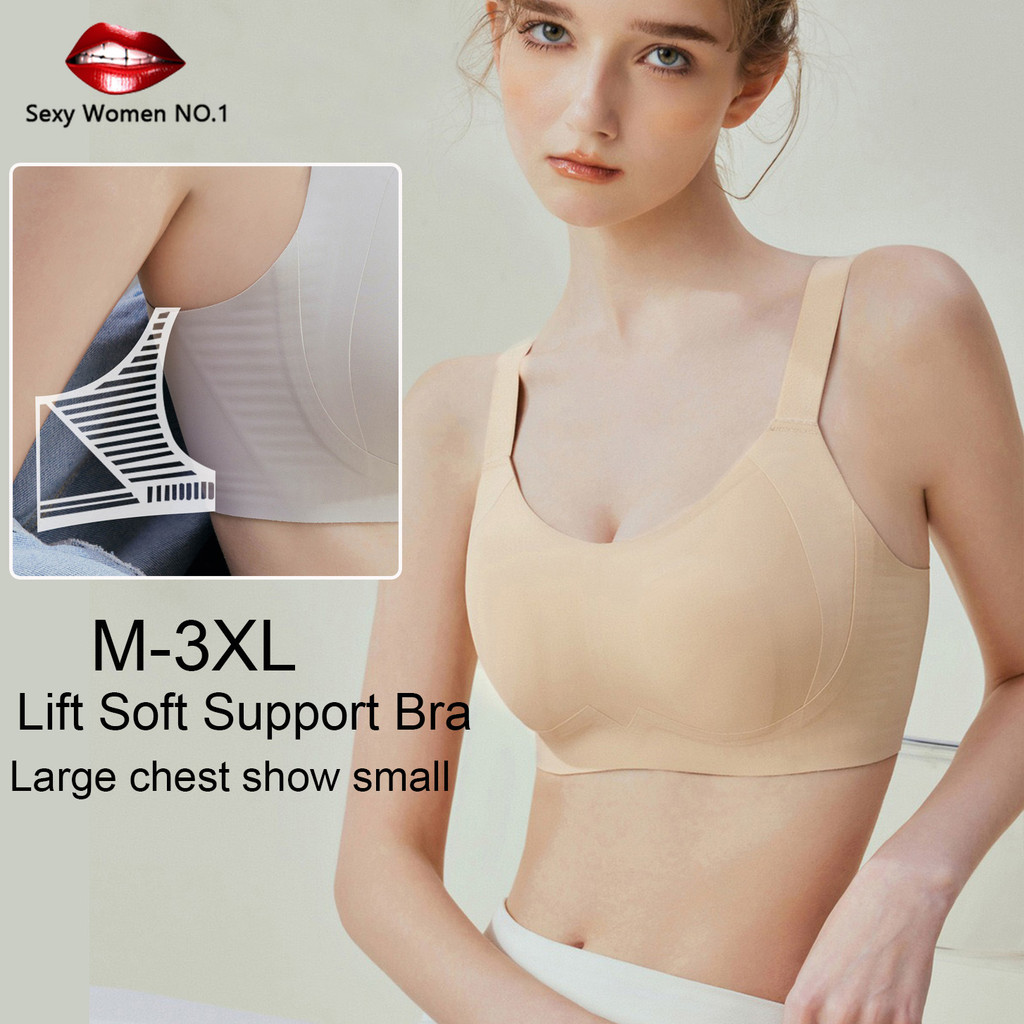M-3XL Thin Seamless bra Rabbit-ear cup Lift Soft Support Bra Large ...