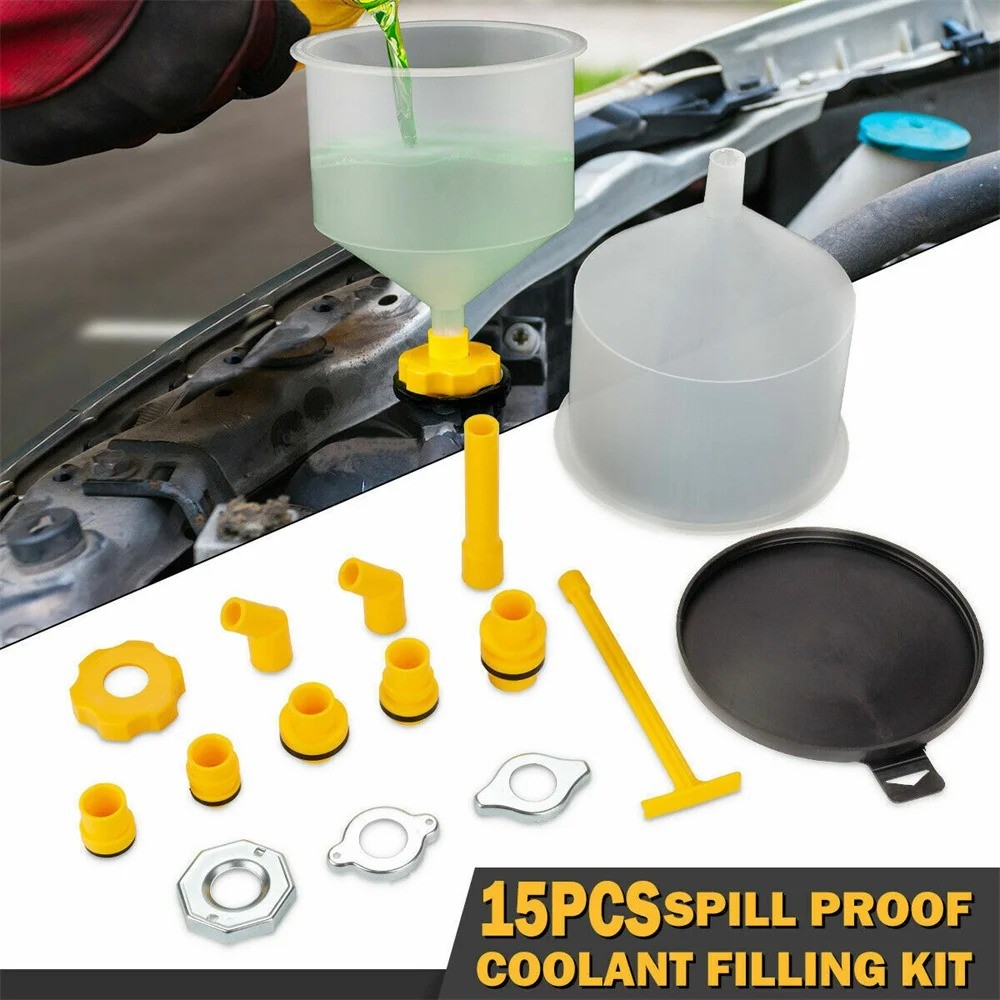 15pcs Spill Proof Coolant Filling Funnel Kit Coolant Funnel Kit ...
