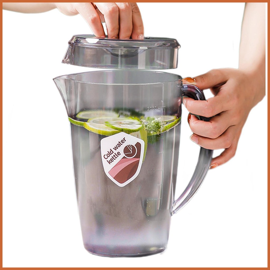 Water Pitcher with Lid Table Top Cold Lemonade Jug Light Wide Mouth ...