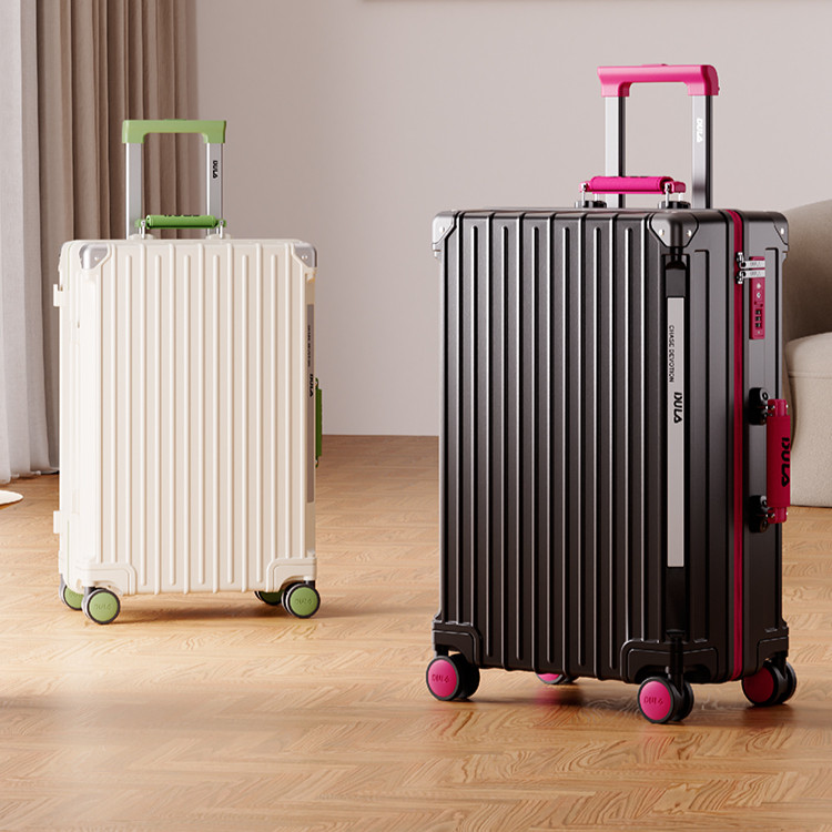 DULA 20in Black & Hot Pink PC Carry-on Luggage with Built-in Stand, TSA ...