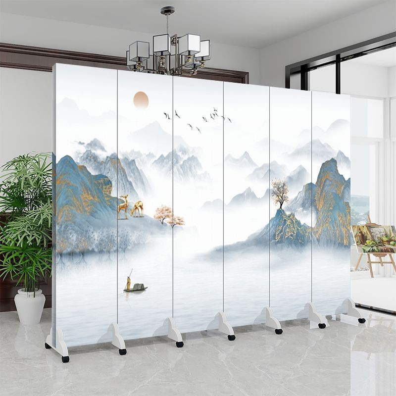 New Chinese Style Screen Partition Living Room Divider Movable Folding ...