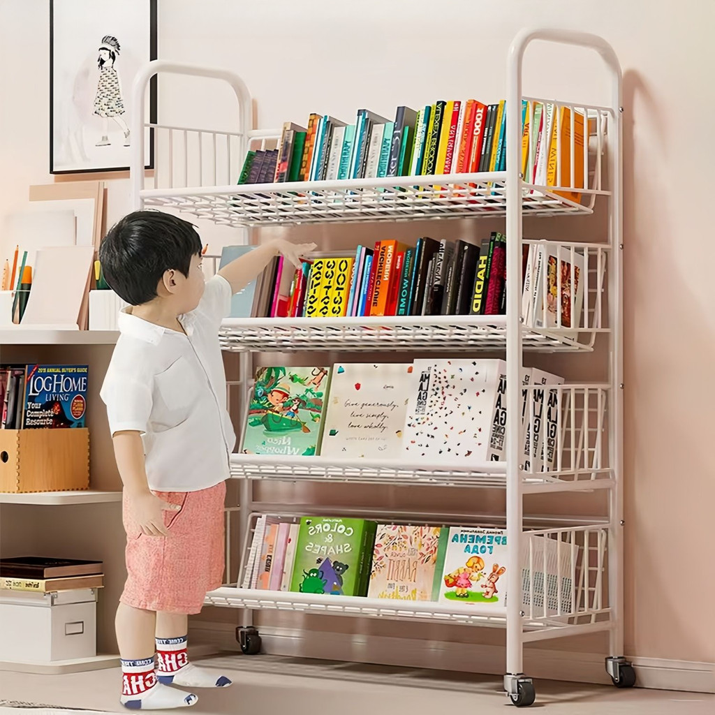 Children's Bookshelf Storage Rack Iron Art Picture Book Storage Rack ...