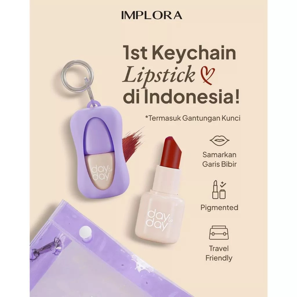 Implora Day To Day Series Lip Bullet / Merah Jingga Official - Gambar 3