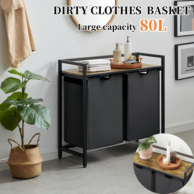 Laundry Hamper with Top Shelf Dirty Laundry Storage Rack Toilet ...