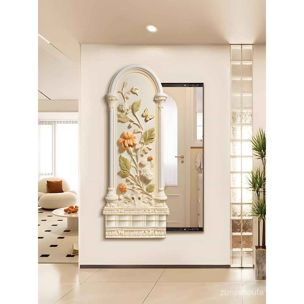 Cream Style Hidden Push-Pull Full-Length Mirror Decorative Painting ...