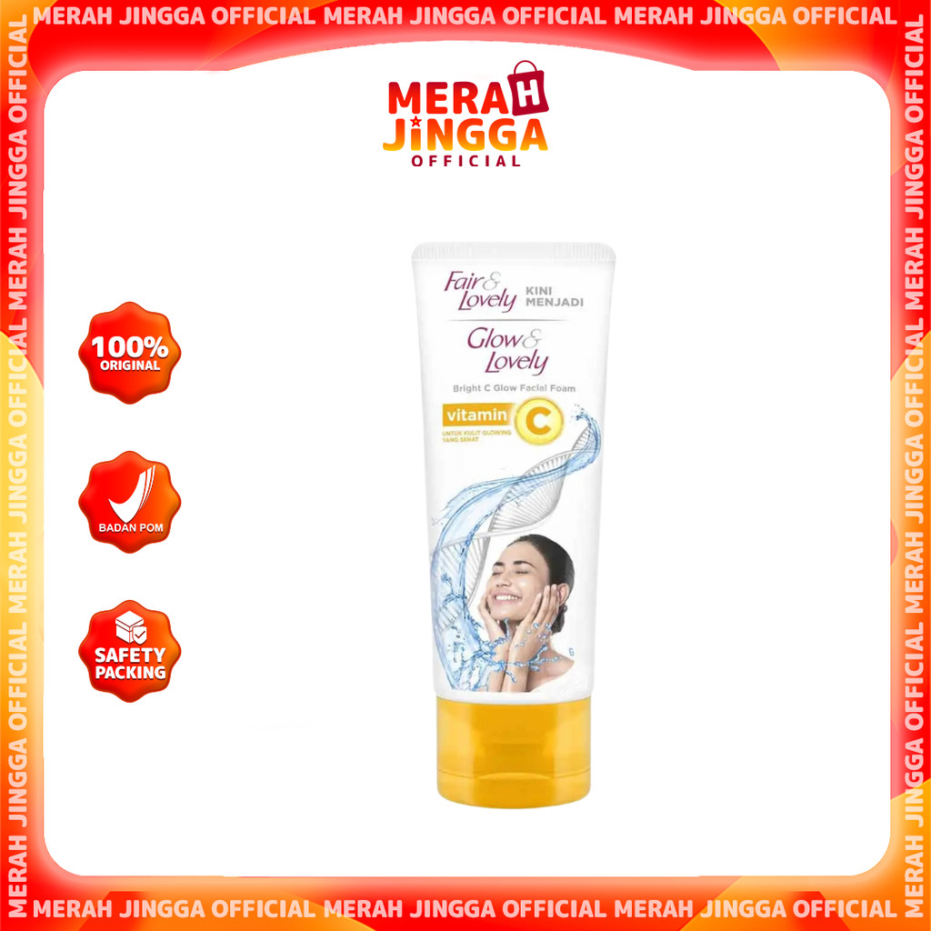 Glow & Lovely Vitamin C Bright C Glow Facial Foam 100gr / Merah Jingga Official