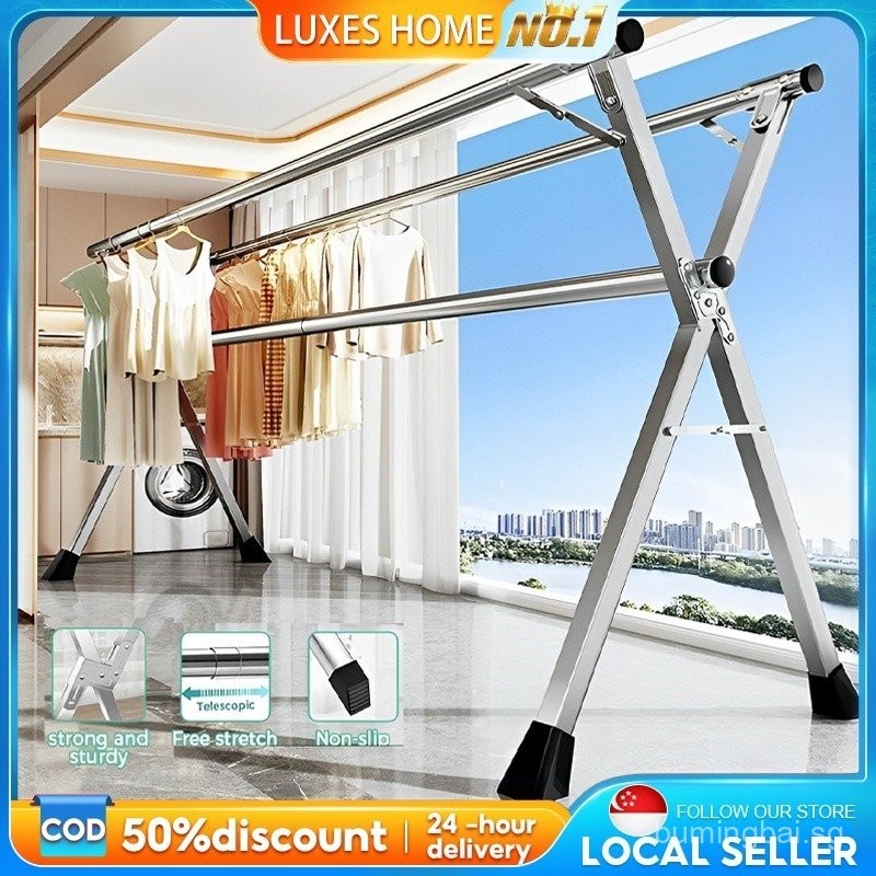 【In stock】Foldable Clothes Drying Rack Extendable X-Shape Drying Airer ...