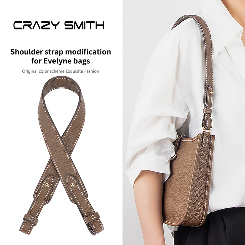 CRAZYSMITH Genuine Leather Bag Strap Fits for Hermes Evelyne Bag