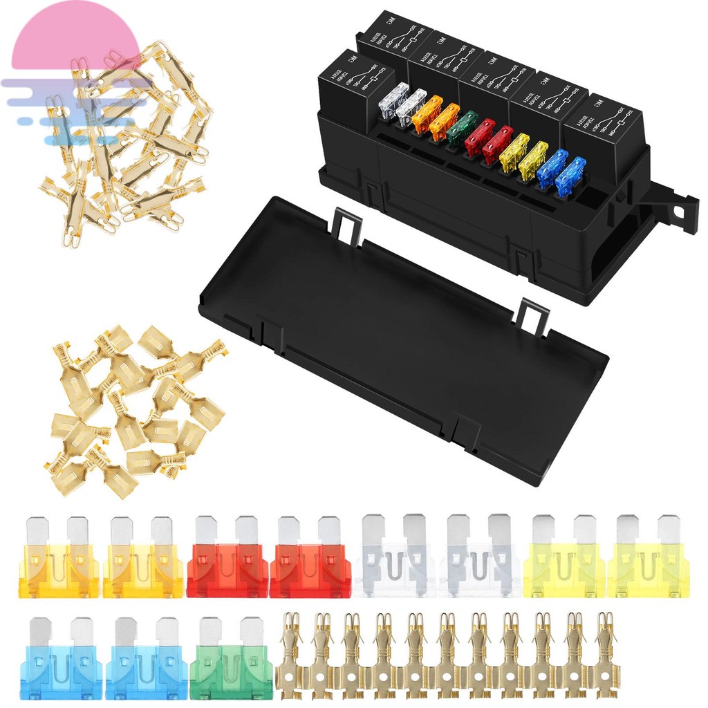 12V Fuse Relay Box Kit Auto Waterproof Fuse Relay Box Block with 52 ...