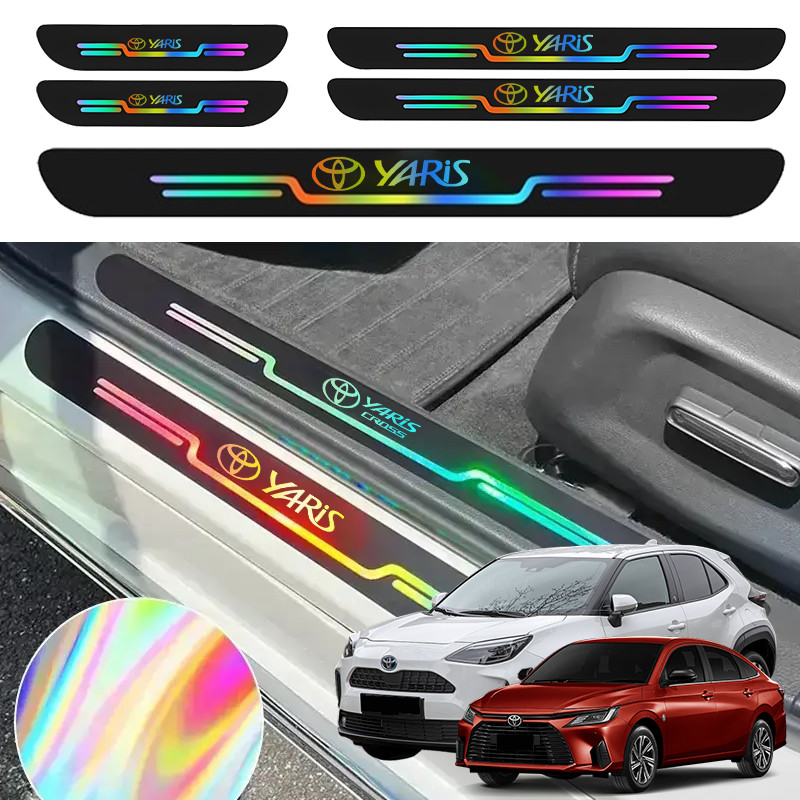 9 Pcs For Toyota Yaris Laser Car Door Sill Strips Protector Rear Bumper ...