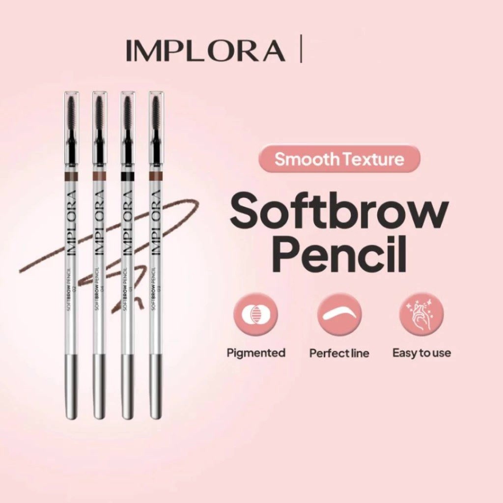 IMPLORA Soft Brow Pencil - Pensil Alis / Merah Jingga Official - Gambar 3