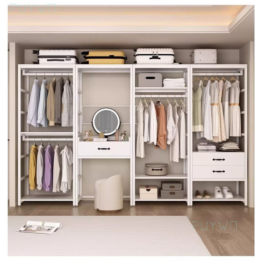 PUYWO Wardrobe Walk-in Cloakroom Floor-standing Coat Rack Combination ...