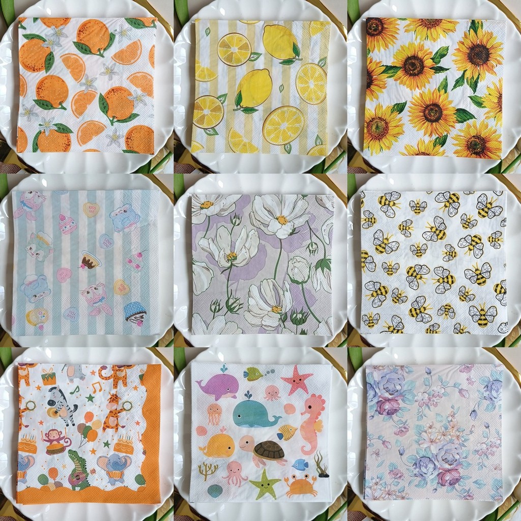 20Pcs/Pack Floral Table Decoupage Paper Napkins Paper Tissue for Party ...