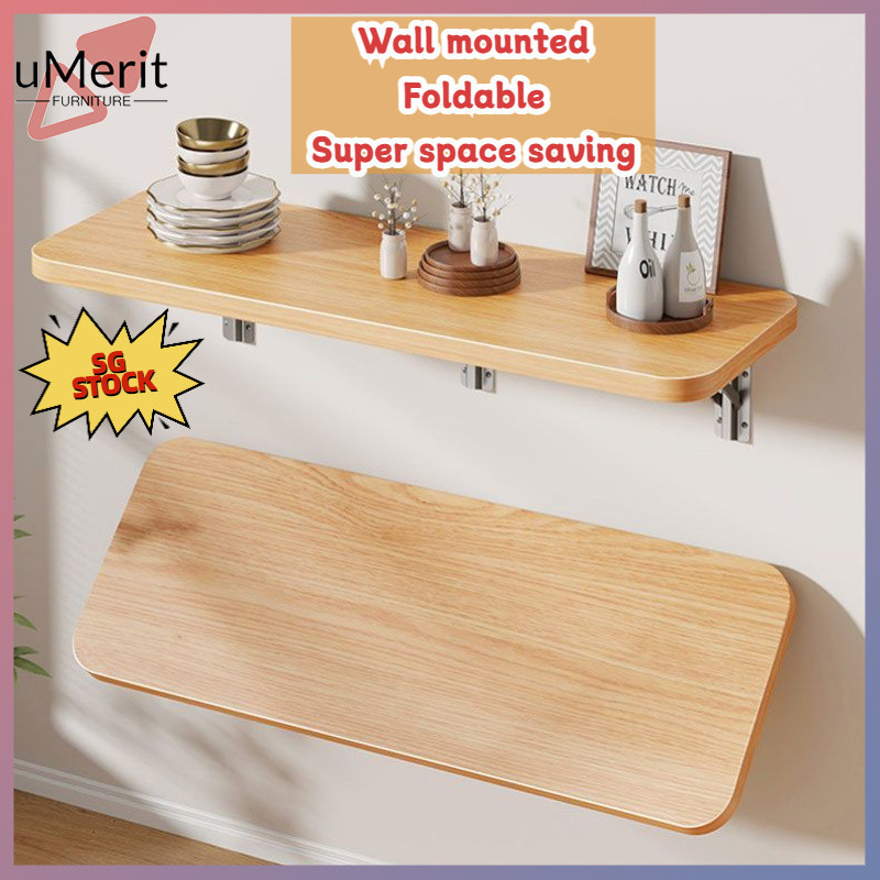 [SG STOCK] Wall Foldable Desk Small Apartment Wall Dining Table Kitchen ...