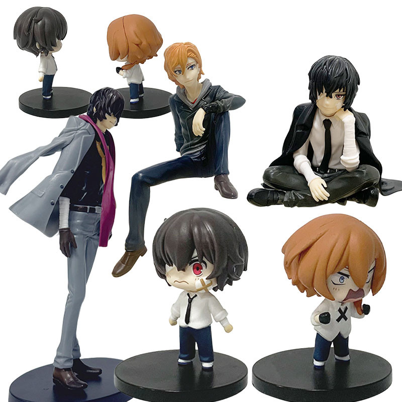 Zhongkaihua Bungo Stray Dogs Figura Akutagawa/Dazai 10CM PVC Modelo Estatua Akutagawa/Dazai Osamu Bungo Stray Dogs Figura De Acción Colección De Decoraciones De Escritorio