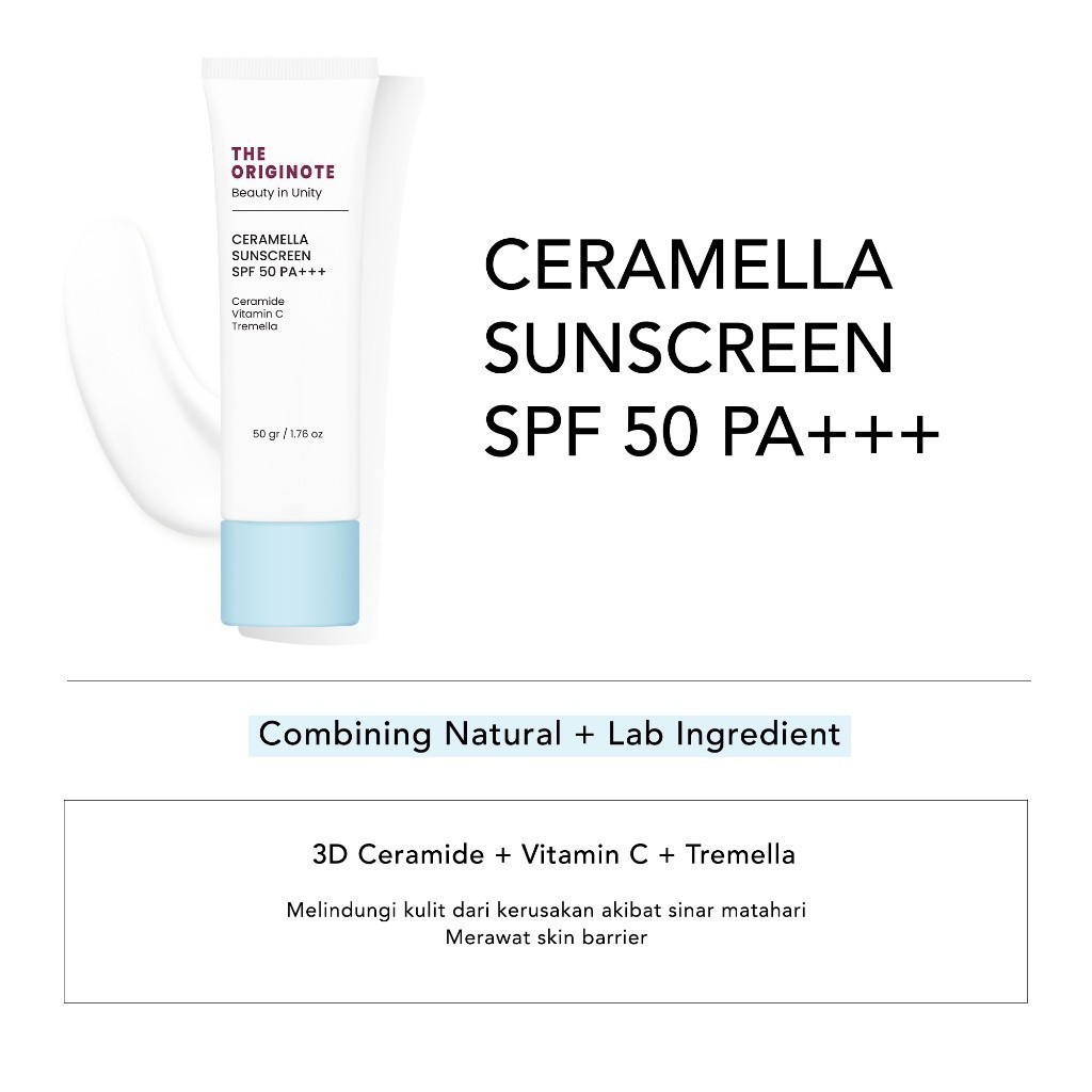 The Originote Ceramella Sunscreen SPF50 PA+++ / Skin Barrier Protect / Merah Jingga Official - Gambar 3