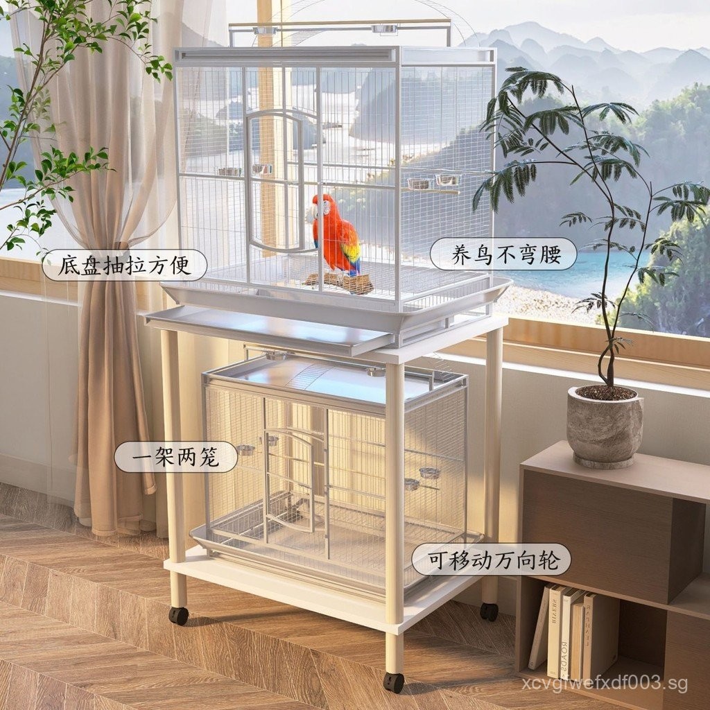 Image showcasing [Easy to Move]Dayang Bird Cage Storage Rack Parrot Cage Base Movable ...