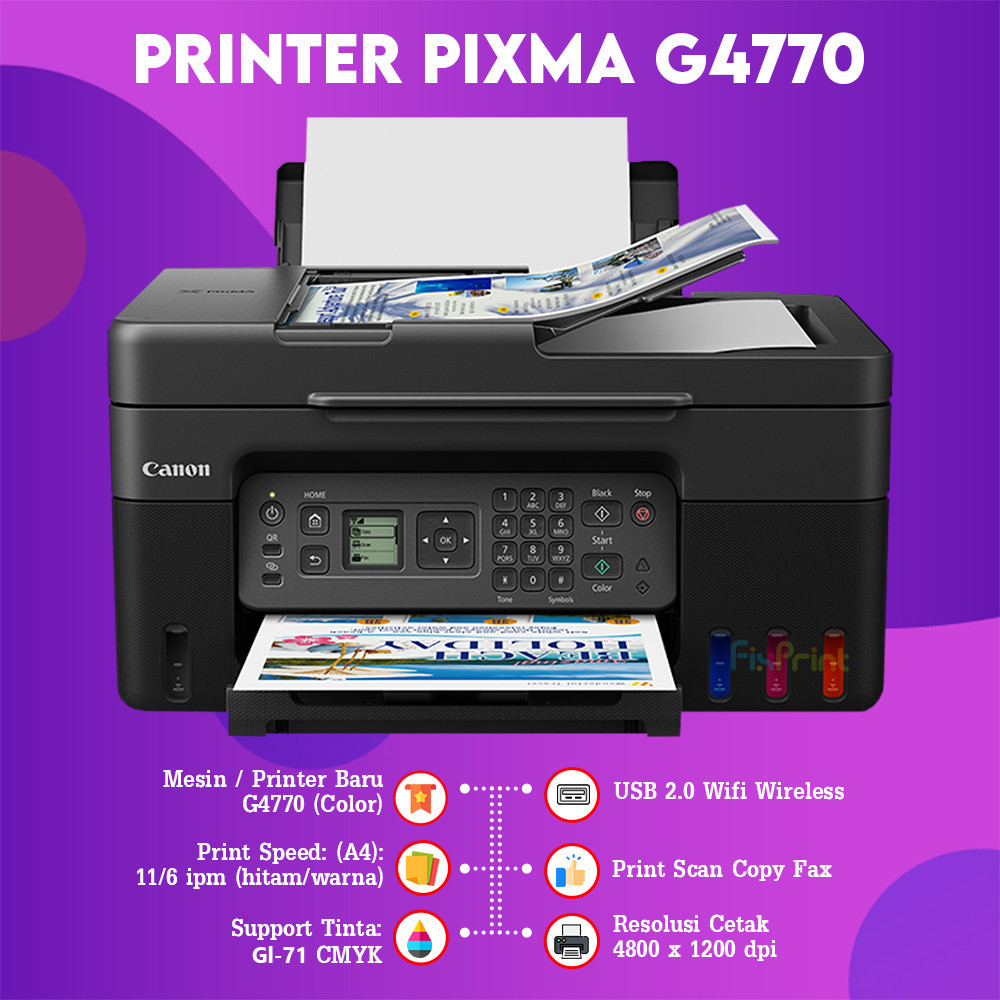Printer Canon MegaTank PIXMA G4780 (Print-Scan-Copy) Wireless ADF Duplex / Pixma G4770 All in One ADF Print Scan Copy All in One Multifungsi - Gambar 2