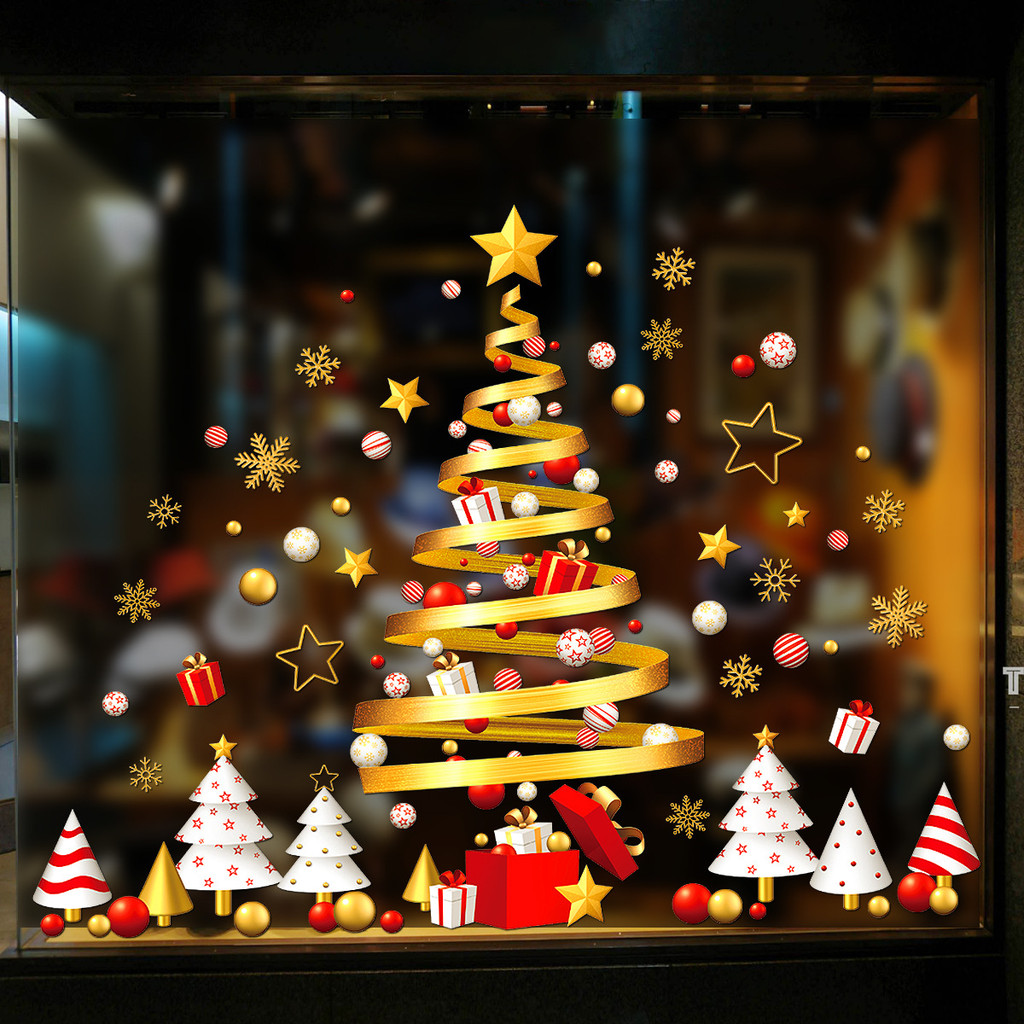 Large Christmas Tree Stickers Static Stickers 3D For Glass Door Xmas ...