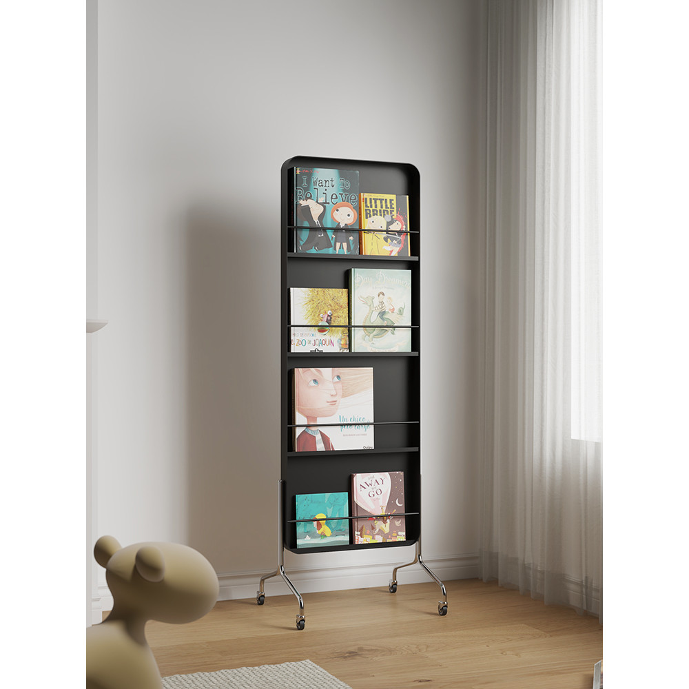 Vintage Mobile Bookshelf Magazine Rack Floor Multi-layer Storage ...