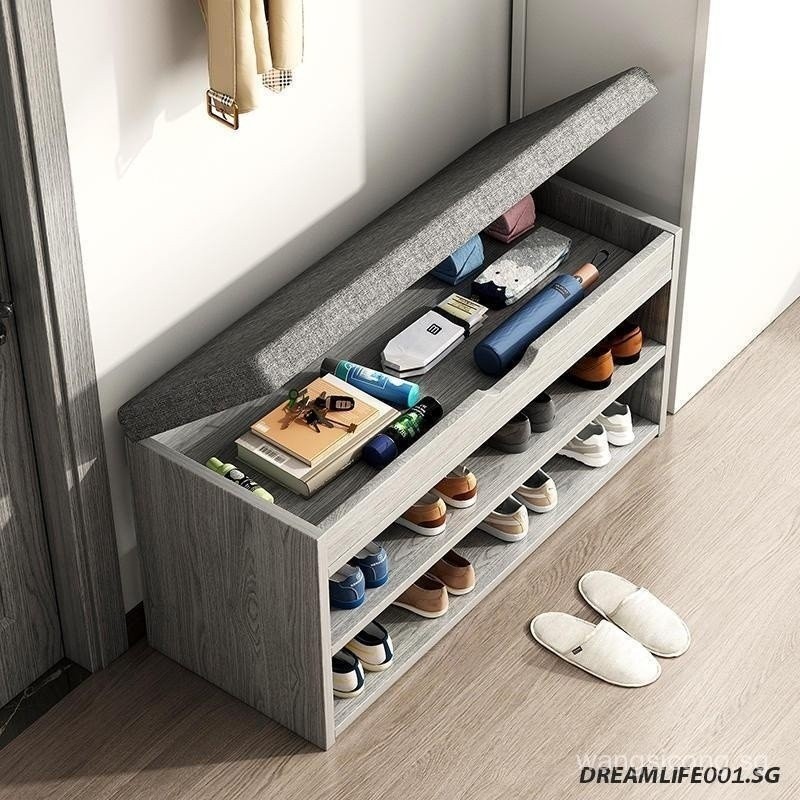 New Arrival Multi-laye shoe rack wooden shoe rack with seat covered ...