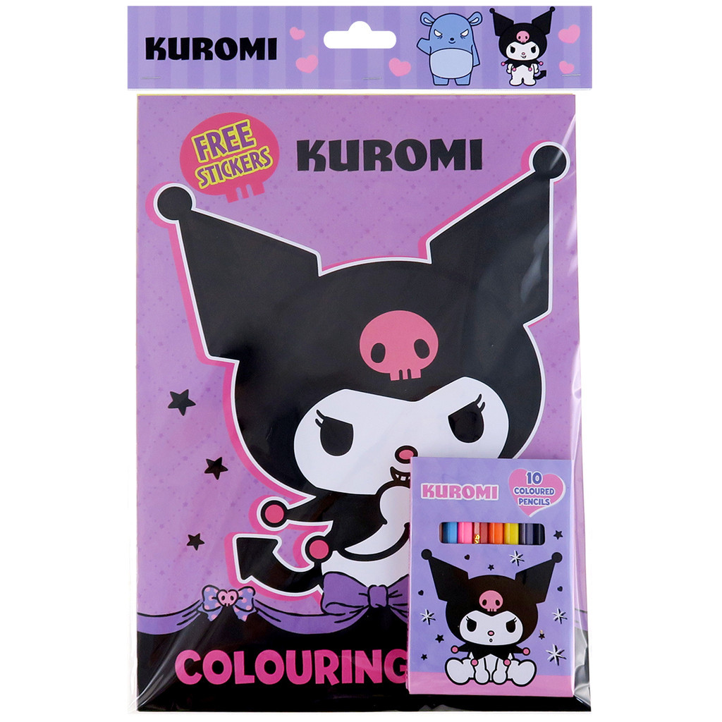 Kuromi Character Colouring Pad With Sticker & Colour Pencil Set (9239 ...