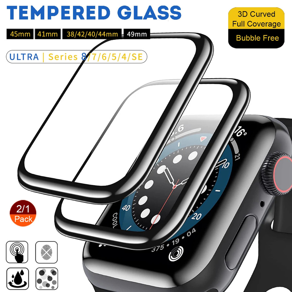 3D Curved Edge HD Tempered Glass for A-pple Watch Ultra1 2 3 49MM 41MM ...