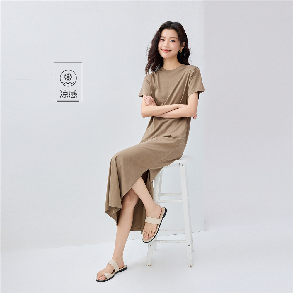 GIORDANO WOMEN Cool-touch crewneck short sleeve dress 05465494 | Shopee  Singapore