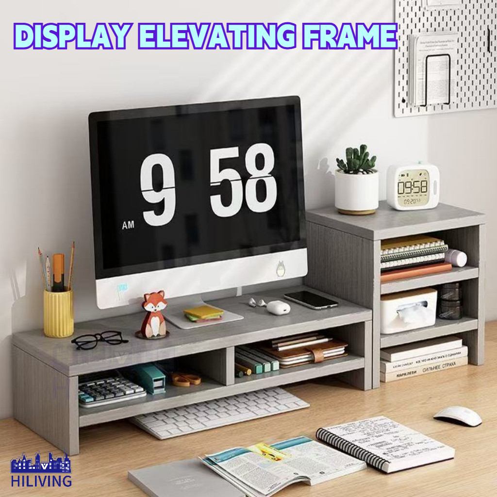 🌟SG STOCK🌟Wooden Monitor Stand Rack Base Desktop Keyboard Rack Desk ...