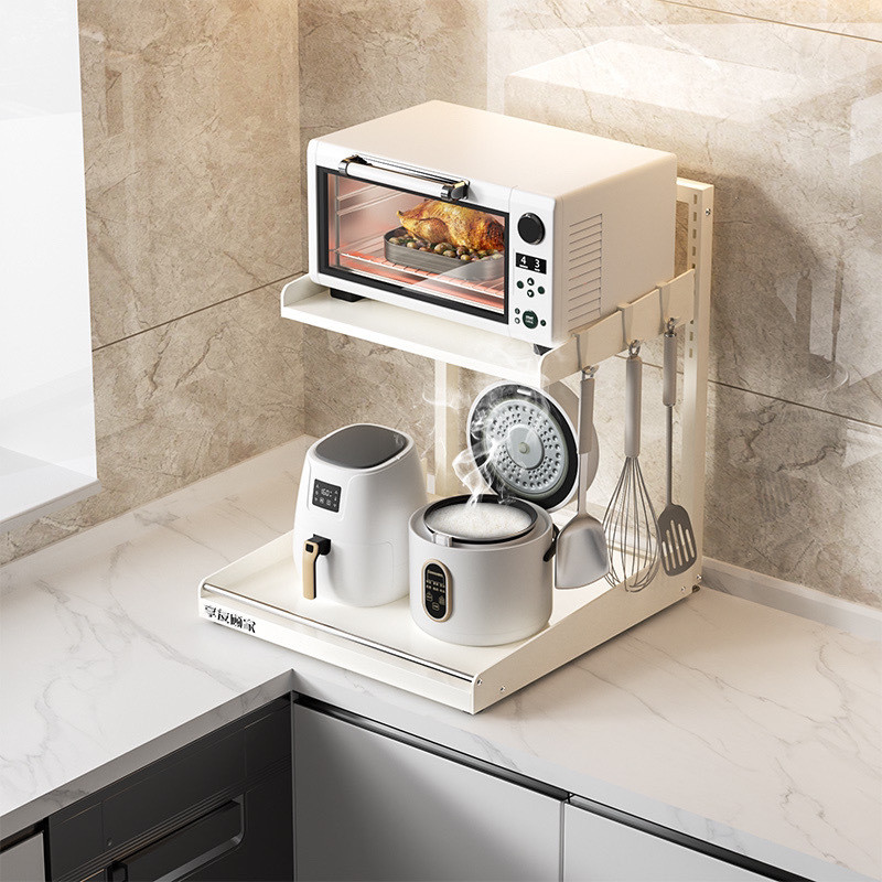 Jike Microwave Rack Adjustable Pull-out Multi-Layer Kitchen Desktop ...