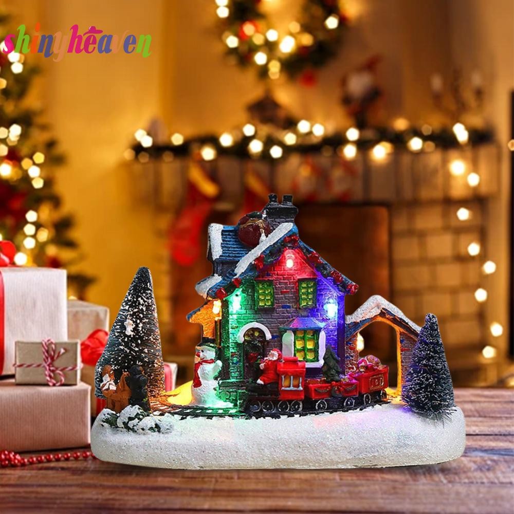 Christmas Luminous House Winter Scene Model LED Lighted Christmas Small ...