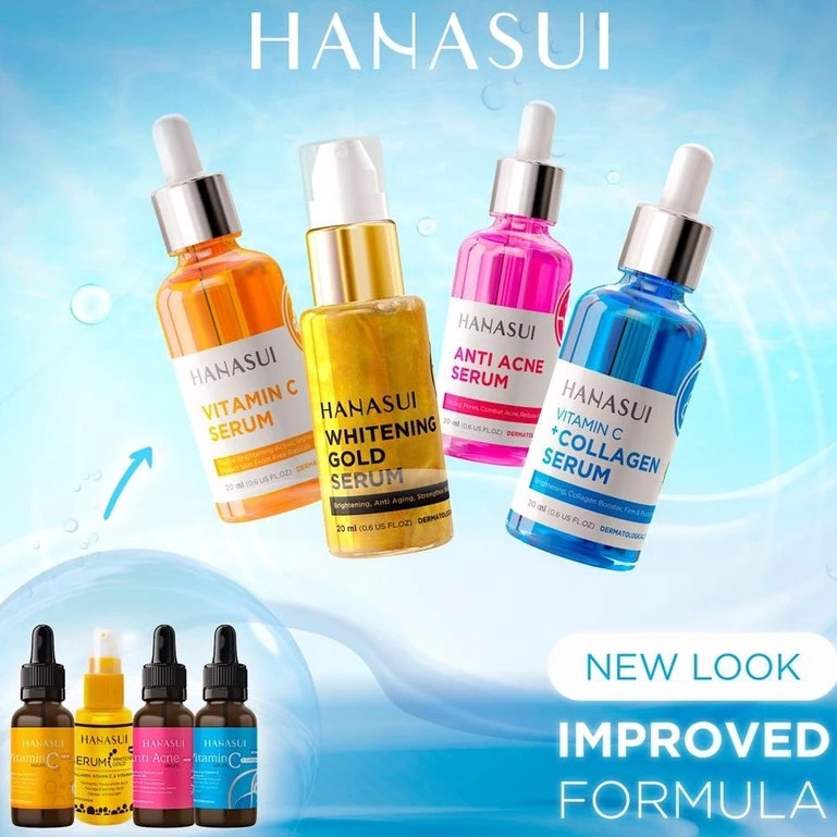 HANASUI Serum Vit C + Collagen / Anti Acne / Vitamin C / Whitening GOLD / Bright / Merah Jingga Official - Gambar 2